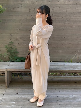 「カシュクールワンピース」｜「アイテム（レッグウェア）」を使った、Hibikiさん（レディース・157cm）の秋コーディネート