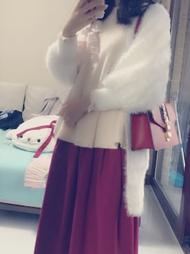 「FURFUR（ファーファー）のアイテム（ジャケット/アウター、ホワイト系）」を使った、小水waterletさん（レディース・162cm）の冬コーディネート