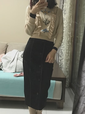 「PAMEO POSE（パメオポーズ）のアイテム（スカート、ブラック系）」を使った、小水waterletさん（レディース・162cm）の冬コーディネート