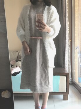 「FURFUR（ファーファー）のアイテム（ジャケット/アウター、ホワイト系）」を使った、小水waterletさん（レディース・162cm）の冬コーディネート