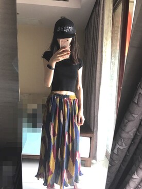 「椎名ひかり グッズのアイテム（帽子、パープル系）」を使った、小水waterletさん（レディース・162cm）の秋コーディネート