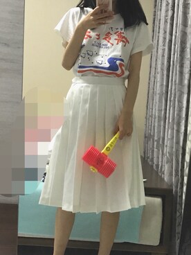 「VINTAGE（ヴィンテージ）のアイテム（スカート、ホワイト系）」を使った、小水waterletさん（レディース・162cm）の秋コーディネート