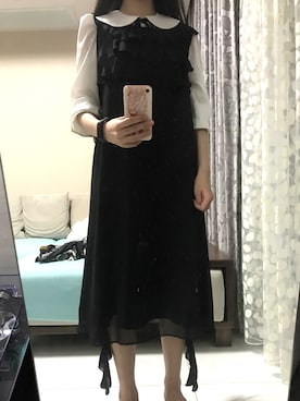 「FURFUR（ファーファー）のココドレス（ワンピース、ブラック系）」を使った、小水waterletさん（レディース・162cm）の秋コーディネート