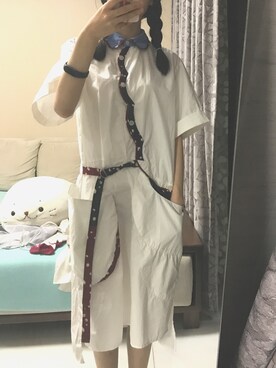 「TSUMORI CHISATO（ツモリチサト）のﾀｲﾌﾟﾗｲﾀｰ（ワンピース、ホワイト系）」を使った、小水waterletさん（レディース・162cm）の秋コーディネート