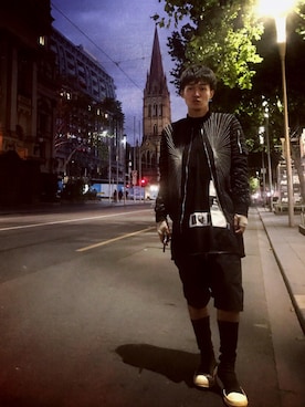 「Rick Owens（リックオウエンス）のアイテム（ブルゾン）」を使った、ライオンBOYさん（メンズ・175cm）の冬コーディネート