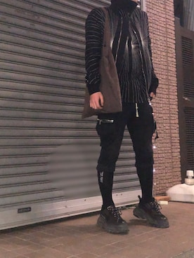 「Rick Owens（リックオウエンス）のアイテム（ブルゾン）」を使った、ライオンBOYさん（メンズ・175cm）の春コーディネート