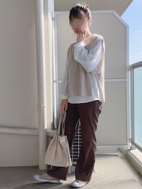 「apres jour（アプレジュール）のアイテム（スラックス）」を使った、てぃるさん（レディース・158cm）の冬コーディネート