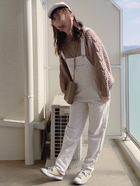 「チョコ色に染まれ」｜「アイテム（サロペット/オーバーオール）」を使った、てぃるさん（レディース・158cm）の冬コーディネート