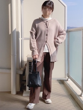 「apres jour（アプレジュール）のアイテム（スラックス）」を使った、てぃるさん（レディース・158cm）の冬コーディネート