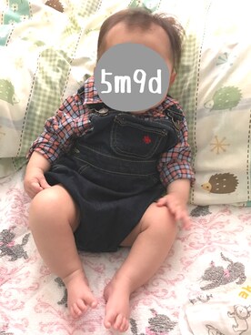 「babygap」｜「アイテム（サロペット/オーバーオール）」を使った、こもゆ🦁さん（キッズ・80cm）の秋コーディネート