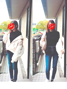 「足長効果」｜「アイテム（その他アウター）」を使った、ささきさきさん（レディース・171cm）の冬コーディネート
