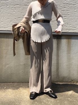 「AS KNOW AS PINKY（アズノゥアズピンキー）のアイテム（スラックス）」を使った、ohanaさん（レディース・152cm）の春コーディネート