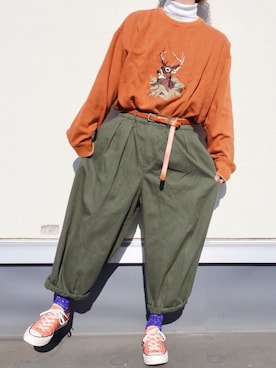 「アイテム（その他トップス、ホワイト系）」を使った、ゆゆさん（メンズ・170cm）の冬コーディネート