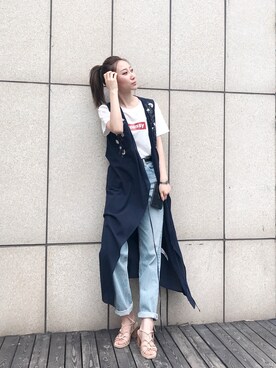 あいこ♡MOUSSY⭐︎トレンチ　ポンチョ MOUSSYのポンチョを使った人気ファッションコーディネート - WEAR