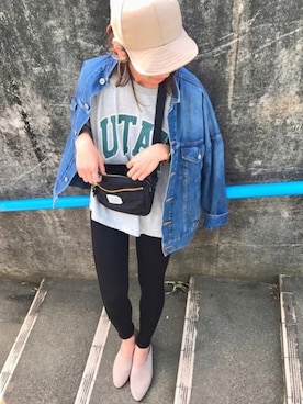 「Ameri（アメリ）のアイテム（キャップ）」を使った、Kumika☆さん（レディース・158cm）の春コーディネート