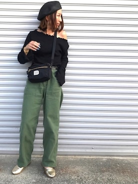 「TODAYFUL（トゥデイフル）のアイテム（ハンチング/ベレー帽）」を使った、Kumika☆さん（レディース・158cm）の春コーディネート