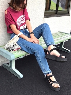 「UNITED ARROWS（ユナイテッドアローズ）のアイテム（エコバッグ/サブバッグ）」を使った、Kumika☆さん（レディース・158cm）の夏コーディネート