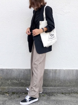 「UNIQLO（ユニクロ）のスーピマコットンリブクルーネックT（半袖）（Tシャツ/カットソー）」を使った、Kumika☆さん（レディース・158cm）の秋コーディネート