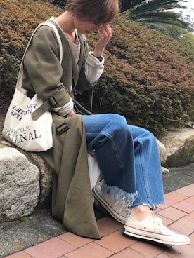 「TODAYFUL（トゥデイフル）のアイテム（トレンチコート）」を使った、Kumika☆さん（レディース・158cm）の冬コーディネート