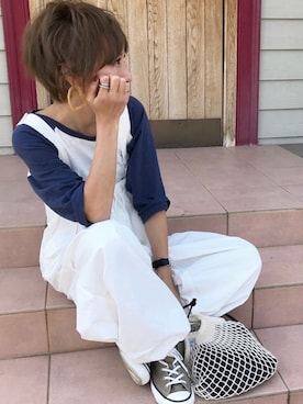 「BEAMS BOY（ビームスボーイ）のアイテム（オールインワン・サロペット）」を使った、Kumika☆さん（レディース・158cm）の春コーディネート