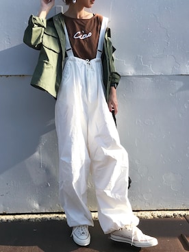 「BEAMS BOY（ビームスボーイ）のアイテム（オールインワン・サロペット）」を使った、Kumika☆さん（レディース・158cm）の春コーディネート