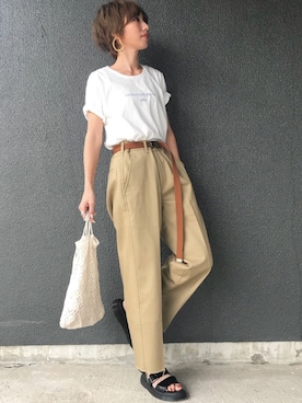 「TODAYFUL（トゥデイフル）のベンドフレームピアス（ピアス（両耳用））」を使った、Kumika☆さん（レディース・158cm）の春コーディネート