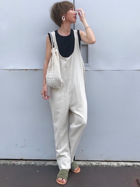 「RED CHOP WORKS（レッドチョップワークス）のアイテム（オールインワン・サロペット）」を使った、Kumika☆さん（レディース・158cm）の春コーディネート