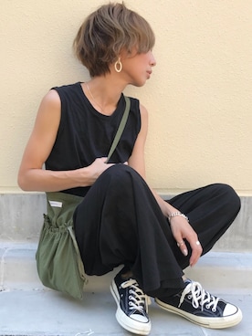 「TODAYFUL（トゥデイフル）のTODAYFUL(トゥディフル) ''Vintage Apron Sacoche'' ヴィンテージエプロンサコッシュ ／11821066（ショルダーバッグ）」を使った、Kumika☆さん（レディース・158cm）の夏コーディネート