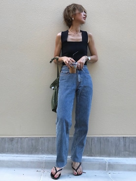 「TODAYFUL（トゥデイフル）のTODAYFUL(トゥディフル) ''Vintage Apron Sacoche'' ヴィンテージエプロンサコッシュ ／11821066（ショルダーバッグ）」を使った、Kumika☆さん（レディース・158cm）の夏コーディネート