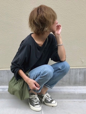 「TODAYFUL（トゥデイフル）のTODAYFUL(トゥディフル) ''Vintage Apron Sacoche'' ヴィンテージエプロンサコッシュ ／11821066（ショルダーバッグ）」を使った、Kumika☆さん（レディース・158cm）の秋コーディネート