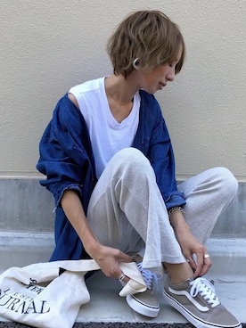 「RED CHOP WORKS（レッドチョップワークス）のアイテム（パンツ）」を使った、Kumika☆さん（レディース・158cm）の秋コーディネート