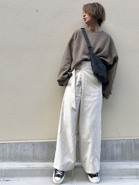 「RED CHOP WORKS（レッドチョップワークス）のアイテム（パンツ）」を使った、Kumika☆さん（レディース・158cm）の秋コーディネート