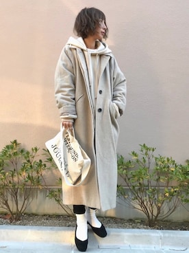 「白靴下」｜「アイテム（その他アウター）」を使った、Kumika☆さん（レディース・158cm）の冬コーディネート