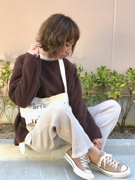 「RED CHOP WORKS（レッドチョップワークス）のアイテム（パンツ）」を使った、Kumika☆さん（レディース・158cm）の冬コーディネート