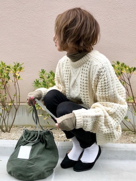 「CANAL JEAN（キャナルジーン）のアイテム（バレエシューズ）」を使った、Kumika☆さん（レディース・158cm）の冬コーディネート