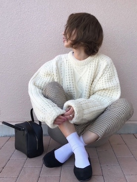 「CANAL JEAN（キャナルジーン）のアイテム（バレエシューズ）」を使った、Kumika☆さん（レディース・158cm）の冬コーディネート