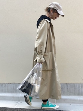 「Polo Ralph Lauren」｜「アイテム（ステンカラーコート）」を使った、Kumika☆さん（レディース・158cm）の春コーディネート
