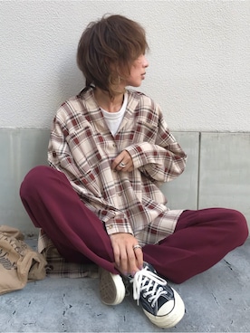 「OZOC（オゾック）のアイテム（トップス）」を使った、Kumika☆さん（レディース・158cm）の秋コーディネート