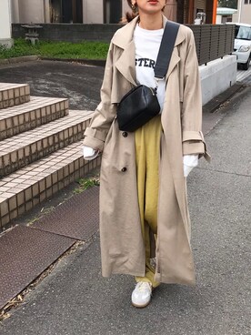 Kumika☆さんの「NAF(ナフ) リネン混トレンチコート」を使ったコーディネート