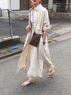「トングサンダル」｜「アイテム（シャツワンピース）」を使った、Kumika☆さん（レディース・158cm）の春コーディネート