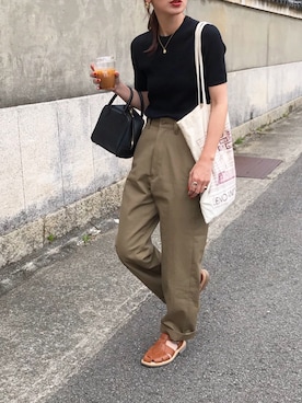 「BEAUTY&YOUTH UNITED ARROWS（ビューティーアンドユースユナイテッドアローズ）のBY フェイクレザースクエアミニボストン -2WAY- ◆（ボストンバッグ）」を使った、Kumika☆さん（レディース・158cm）の春コーディネート