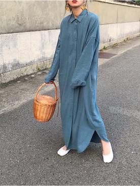 「antiqua」｜「アイテム（シャツワンピース）」を使った、Kumika☆さん（レディース・158cm）の春コーディネート