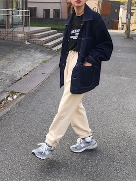 「アイテム（スウェットパンツ）」を使った、Kumika☆さん（レディース・158cm）の春コーディネート