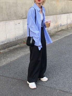 Kumika☆さんの「via j(ヴィアジェイ) ストライプシャツ（CANAL JEAN｜キャナルジーン）」を使ったコーディネート