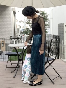 「ベロアスカート」｜「アイテム（パンプス）」を使った、lizerikaさん（レディース・155cm）の秋コーディネート
