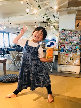 「アイテム（ワンピース/ドレス、ブルー系）」を使った、nanaさん（キッズ・100cm）の春コーディネート