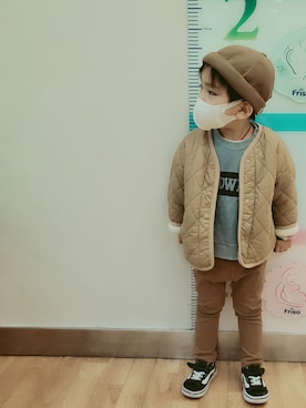 「EDWIN」｜「アイテム（スウェット）」を使った、Ryouto.mさん（キッズ・90cm）の冬コーディネート