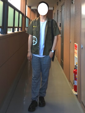 「Alpha Industries（アルファインダストリーズ）のアイテム（ショルダーバッグ）」を使った、ぽんさん（メンズ・171cm）の夏コーディネート