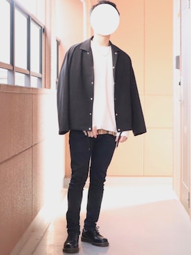 「肩掛け」｜「アイテム（ブルゾン）」を使った、ぽんさん（メンズ・171cm）の冬コーディネート