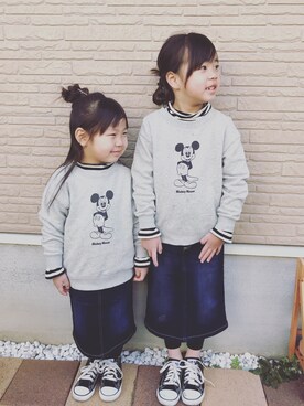 「AZUL by moussy（アズールバイマウジー）のアイテム（スウェット）」を使った、yandrさん（キッズ・120cm）の冬コーディネート